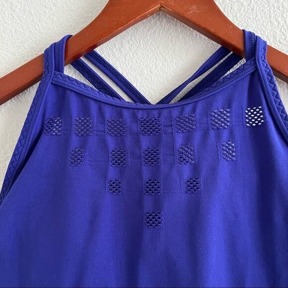 Athleta Namaste Support Tank Blue Stretch Strappy Small Yoga Outdoor Gym Small - Picture 4 of 10